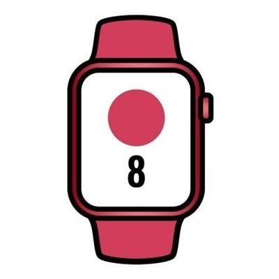 Apple MNP43TY/A Apple Watch Series 8 (GPS) - (PRODUCT) RED - 45 mm - aluminio rojo - reloj inteligente con pulsera deportiva - fluoroelastómero - rojo - tamaño de la banda: Regular - 32 GB - Wi-Fi, Bluetooth - 38.8 g