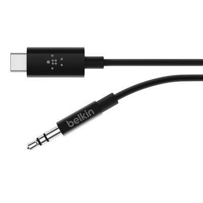 Belkin F7U079BT03-BLK Belkin RockStar - Cable de audio - 24 pin USB-C macho a mini-phone stereo 3.5 mm macho - 91.4 cm - blanco