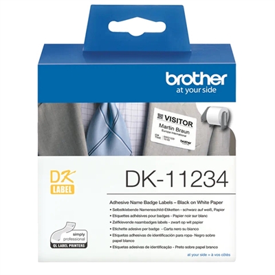 Brother DK11234 Etiquetas Precortadas De Identificación De Visitantes Para Ropa (Papel Térmico). 260 Tiquetas Blancas De 60 X 86 Mm