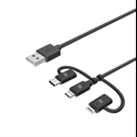 Celly USB3IN1BK - Celly Cable Usb A Micro Usb Tipo C Y Lightning 1M - Material: Pvc; Color Principal: Negro;