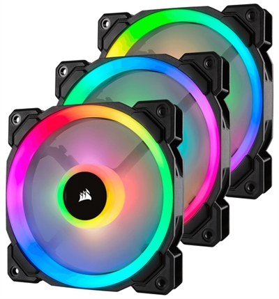 Corsair CO-9050072-WW Corsair LL120 RGB. Adecuado para: Carcasa del ordenador, Tipo: Ventilador, Diámetro de ventilador: 12 cm. Iluminación de color: Rojo/Verde/Azul, Conector de ventilador: 4 pines. Voltaje: 7 - 13.2 V. Ancho: 120 mm, Profundidad: 25 mm, Altura: 120 mm