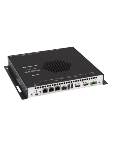 Crestron 6507493 Codificador/decodificador AV en red DM NVX® 4K60 4:4:4 HDRUn codificador o decodificador AV sobre IP fiable y de alto rendimiento que transporta vídeo 4K60 4:4:4 a través de Gigabit Ethernet estándar sin latencia perceptible ni pérdida de calidad. Admite HDR (alto rango dinámico) y HDCP 2.3 con escalado y procesamiento de videowall integrados, velocidad de bits adaptable, capacidad de transmisión y recepción AES67, enrutamiento USB y KVM, y conectividad de fibra opcional. Proporciona una solución de enrutamiento de señales 4K segura y escalable para aplicaciones de distribución de contenidos en empresas y campus.