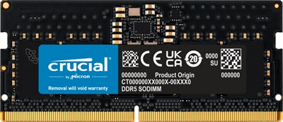 Crucial CT8G48C40S5 Crucial - DDR5 - 8GB - SODIMM de 262 contactos - 4800MHz / PC5-38400 - CL40 - 1.1V- sin bufer - no-ECC