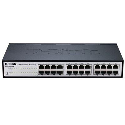 D-Link DGS-1100-24 24-Port 10/100/1000Mbps EasySmart Switch - 24-Port 100BaseTX Auto-Negotiating 10/100/1000Mbps Switch - Fanless - 802.1Q VLAN - 802.1p QoS - IGMP snooping - Loopback detection - Port mirroring - Bandwidth control - Storm control - 802.3, 802.3u, 802.3