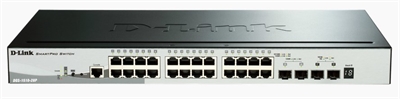 D-Link DGS-1510-28P D-Link SmartPro DGS-1510-28P - Switch - L3 - Gestionable - 24 puertos 10/100/1000 (PoE+) + 2 puertos Gigabit SFP + 2 puertos 10 Gigabit SFP+ - sobremesa, montaje en rack - PoE+