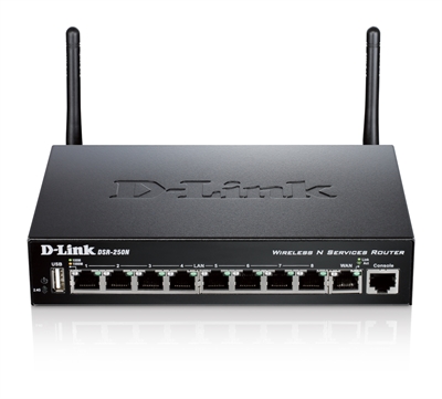 D-Link DSR-250N Wireless N Unified Service Router - Conexión Wan: Gigabit Ethernet; Tipo Alimentación: Ac/Dc; Número De Puertos Lan: 1 N; Tipo De Conector Wan: Rj45; Ubicación: Interior; Puertos Lan: 8; Frecuencia Rf: 2,4/5 Ghz; Soporte De Voz: No; Velocidad Wireless: 300 Mbps Mbit/S; Tipo De Puertos Wan: Sí