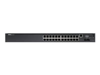 Dell 210-ABNW Dell Networking N2024P - Conmutador - L2 + - Gestionado - 24 x 10/100/1000 + 2 x 10 Gigabit SFP+ - flujo de aire de delante hacia atrás - montaje en rack - PoE+