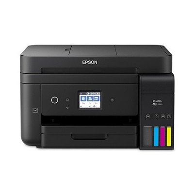 Epson C11CG19401 Epson EcoTank ET-4750 - Impresora multifunción - color - chorro de tinta - A4/Legal (material) - hasta 15 ppm (impresión) - 250 hojas - 33.6 Kbps - USB, LAN, Wi-Fi