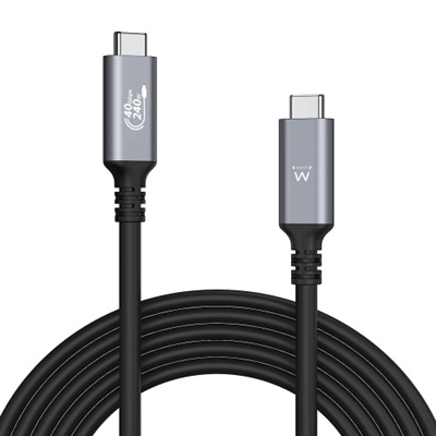 Ewent EC1070 El EC1070 es un cable USB-C compatible con el protocolo USB4 y Thunderbolt4. El cable USB4 puede alcanzar una velocidad máxima de transferencia de datos de hasta 40 Gbps y puede manejar una potencia de 240 W gracias al rango de potencia ampliado. El EC1070 admite una resolución máxima de un monitor 8K o dos monitores 4K en modo de conexión en cadena. Compatible con versiones anteriores de Thunderbolt 3, USB 3.2 y USB 2.0.Datos rápidos, alta potencia y video a través de UN cable USB4El EC1070 incluye un chip marcador electrónico inteligente. Este chip se comunica con los dispositivos conectados, p. portátil o cargador, cuyas características son compatibles con el cable. El EC1070 puede manejar datos, energía y video.Compatibilidad con USB4 40 Gbps y Thunderbolt 4El cable EC1070 USB-C incluye la tecnología USB4 con Thunderbolt 4. El cable admite una velocidad máxima de transferencia de datos de hasta 40 Gbps.Entrega de energía: Rango de potencia extendido 240WEl EPR agrega perfiles de suministro de energía adicionales, 28 V, 36 V y 48 V, al cable USB4. El EC1070 incluye el perfil de 48 V que permite que el cable transfiera una potencia máxima de 240 W. Como los cables con SPR (Standard Power Range) solo pueden entregar 60W.Protocolo de modo alternativo DisplayPortEl cable USB4 admite el protocolo DisplayPort Alternate Mode (DP Alt Mode) para distribuir video a través de USB-C. El EC1070 tiene una resolución máxima de un monitor de 8K a 60 Hz o dos monitores de 4K a 60 Hz en la configuración de conexión en cadena.