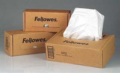 Fellowes 36052 - Para una eliminación de residuos de manera limpia y cómoda- Bolsas de residuos para destructoras con papeleras de capacidad de hasta 28 litros- Caja dispensadora para extraer las bolsa de manera fácil y cómoda- 100 bolsas por pack