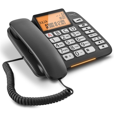 Gigaset S30350-S216-R101 Gigaset DL 580. Tipo: Teléfono analógico, Tipo de auricular: Terminal con conexión por cable. Altavoz, Capacidad de lista de direcciones: 99 entradas. Identificador de llamadas. Color del producto: Negro. Número de teléfonos móviles incluidos: 1