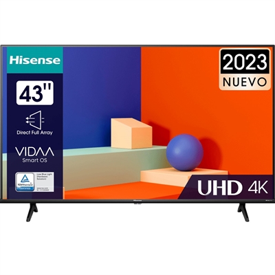 Hisense 43A6K Tv 43 4K Smart Tv - Pulgadas: 43 ''; Smart Tv: Sí; Definición: Full Hd; Pantalla Curva: No; Tipo: Tv; Formato Vesa Fdmi (Flat Display Mounting Interface): Mis-F (200X300mm)