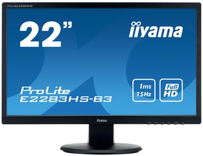 Iiyama E2283HS-B3 iiyama ProLite E2283HS-B3 - Monitor LED - 22 (21.5 visible) - 1920 x 1080 Full HD (1080p) @ 60 Hz - TN - 250 cd/m² - 1000:1 - 1 ms - HDMI, VGA, DisplayPort - altavoces - negro