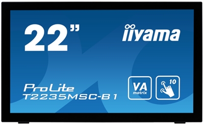 Iiyama T2235MSC-B1 iiyama ProLite T2235MSC-B1 - Monitor LED - 22 (21.5 visible) - pantalla táctil - 1920 x 1080 Full HD (1080p) @ 60 Hz - VA - 3000:1 - 6 ms - DVI-D, VGA, DisplayPort - altavoces - negro