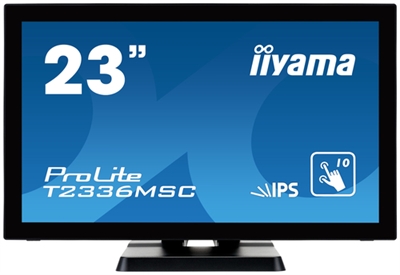 Iiyama T2336MSC-B2 iiyama ProLite T2336MSC-B2 - Monitor LED - 23 - pantalla táctil - 1920 x 1080 Full HD (1080p) @ 60 Hz - IPS - 250 cd/m² - 1000:1 - 5 ms - HDMI, DVI-D, VGA - altavoces - negro