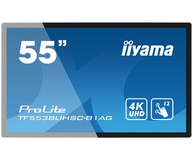 Iiyama TF5538UHSC-B1AG iiyama ProLite TF5538UHSC-B1AG - 55 Clase diagonal pantalla LCD con retroiluminación LED - señalización digital interactiva - con pantalla táctil (multitáctil) - 4K UHD (2160p) 3840 x 2160 - negro mate