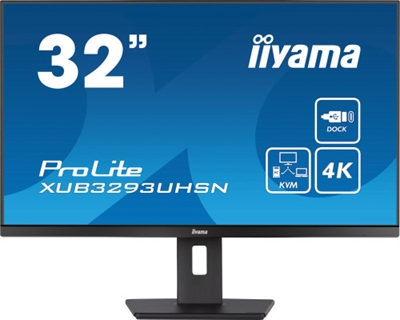 Iiyama XUB3293UHSN-B5 iiyama ProLite XUB3293UHSN-B5 - Monitor LED - 32 (31.5 visible) - 3840 x 2160 4K @ 60 Hz - IPS - 350 cd/m² - 1000:1 - 4 ms - HDMI, DisplayPort, USB-C - altavoces - negro mate