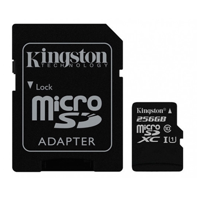 Kingston SDC10G2/256GB Tipo De Tarjeta Flash: Microsdxcclase De Memoria Flash: Clase 10Velocidad De Lectura: 45 Mb/Scapacidad: 256 Gbcolor Del Producto: Negro