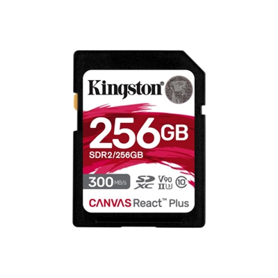 Kingston SDR2/256GB Kingston Canvas React Plus - Tarjeta de memoria flash - 256 GB - Video Class V90 / UHS-II U3 / Class10 - SDXC UHS-II