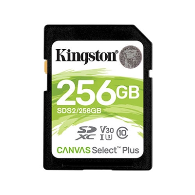 Kingston SDS2/256GB Kingston Canvas Select Plus - Tarjeta de memoria flash - 256 GB - Video Class V30 / UHS-I U3 / Class10 - SDXC UHS-I