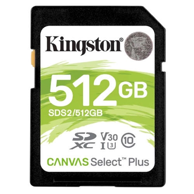 Kingston SDS2/512GB 512Gb Sd Csplus 100R C10 U3 V30 - Tipología: Secure Digital; Capacidad: 512 Gb; Velocidad De Lectura Max: 100 Mb/S; Velocidad De Escritura Max: 85 Mb/S; Clase: 10