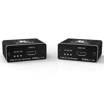 Kramer 50-8038701190 PT-871/2xr es un kit extensor DGKat 2.0 de alto rendimiento y largo alcance para señales HDMI 2.0 con resolución 4K a 60Hz (4:4:4), HDR y HDCP 2.2 que permite una alimentación bidireccional sobre el par trenzado. El transmisor PT - 871xr convierte la señal HDMI de entrada en una señal DGKat 2.0. El receptor PT - 872xr convierte la señal DGKat 2.0 transmitida en una señal HDMI. El PT-871/2xr-KIT extiende las señales de video hasta 60m a resolución 4K60 4:4:4 y hasta 70m a 4K a 60Hz (4:2:0) empleando los cables con blindaje de Kramer.Extensor de alto rendimiento: — El kit profesional de extensión DGKat 2.0 proporciona extensión de largo alcance de la señal y alimentación bidireccional sobre cable de par trenzado. El extensor PT–871/2xr emplea una tecnología de compresión de video de baja nivel que proporciona un funcionamiento sin perdidas visibles para señales 4K60 (4:4:4) HDR con latencia cercana a cero. PT — 871xr convierte la señal de entrada HDMI en una señal DGKat 2.0. El PT — 872xr convierte la señal DGKat 2.0 en una señal HDMI. El PT — 871 / 2xr extienden las señales de video hasta 60m a una resolución de 4K a 60Hz (4:4:4), y hasta 70m a 4K60 (4:2:0) 24bpp empleando cable con blindaje de Kramer.Extensión de señal HDMI: — Compatible con HDR, HDMI 2.0 y HDCP 2.2. Deep Color, xvColor.Paso del EDID: — El algoritmo para el paso directo del EDID asegura un funcionamiento Plug and Play de los sistemas HDMI.Extensión de audio multicanal: — Hasta 32 canales de señales estéreo digitales sin compresión para sonido envolvente con calidad de estudio.Mantenimiento Sencillo y Económico: — Indicadores LED de estado para los puertos HDMI y DGKat 2.0 que facilitan el mantenimiento y la resolución de problemas.Fácil Instalación: — Un único cable de par trenzado para la transmisión de señal y alimentación. Tamaño compacto PicoTOOLS sin ventiladores que permite el montaje en la parte posterior de los dispositivos o montaje de hasta 4 unidades en 1U, añadiendo el adaptador de rack recomendado.