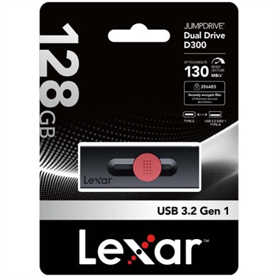 Lexar LJDD300128G-BNBNG LEXAR 128GB DUAL TYPE-C AND TYPE-A USB 3.2 FLASH DRIVE, UP TO 130MB/S READ