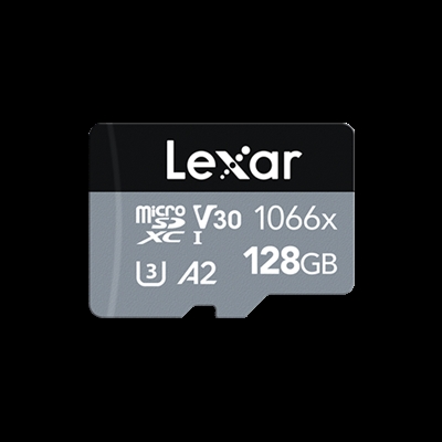 Lexar LMS1066128G-BNANG Lexar Professional 1066x. Capacidad: 128 GB, Tipo de tarjeta flash: MicroSDXC, Clase de memoria flash: Clase 10, Tipo de memoria interna: UHS-I, Velocidad de lectura: 160 MB/s, Velocidad de escritura: 120 MB/s, Clase de velocidad UHS: Class 3 (U3), Clase de velocidad de vídeo: V30. Color del producto: Negro, Plata
