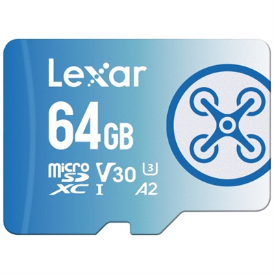 Lexar LMSFLYX064G-BNNNG Lexar FLY microSDXC UHS-I card. Capacidad: 64 GB, Tipo de tarjeta flash: MicroSDXC, Clase de memoria flash: Clase 10, Tipo de memoria interna: UHS-I, Velocidad de lectura: 160 MB/s, Velocidad de escritura: 60 MB/s, Clase de velocidad UHS: Class 3 (U3), Clase de velocidad de vídeo: V30. Color del producto: Azul