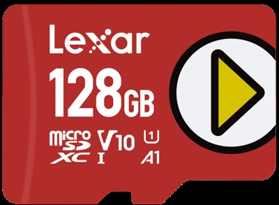 Lexar LMSPLAY128G-BNNNG Lexar PLAY microSDXC UHS-I Card. Capacidad: 128 GB, Tipo de tarjeta flash: MicroSDXC, Clase de memoria flash: Clase 10, Velocidad de lectura: 150 MB/s, Clase de velocidad UHS: Class 1 (U1), Clase de velocidad de vídeo: V10. Color del producto: Rojo