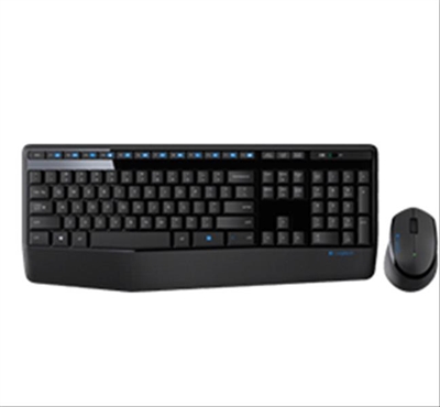 Logitech 920-006489 Logitech Wireless Combo MK345 - Juego de teclado y ratón - inalámbrico - 2.4 GHz - Internacional de EE. UU. - negro, azul