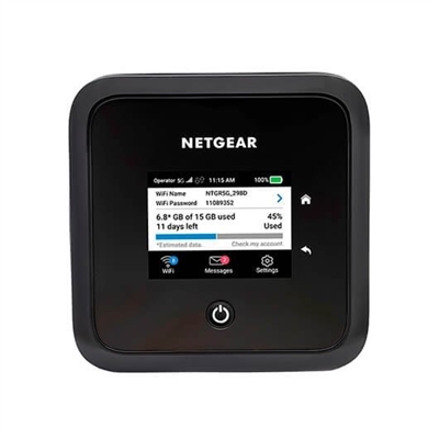 Netgear MR5200-100EUS Mobile Router Wifi 6 - Conexión Wan: 5G; Tipo De Conector Wan: N/A; Puertos Lan: 1; Soporte De Voz: No; Tipo De Puertos Wan: No; Extensiones Inalámbricas: No; Cortafuegos Integrado: No