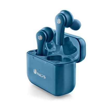 Ngs ARTICABLOOMAZURE DESCRIPCIÓNAuriculares compatibles con tecnología True Wireless. Escucha tu música favorita sin cables gracias a sus 6 horas deautonomía y base de carga de 400 mAh (carga hasta 3 vecescompletas los cascos). Incluye micrófono y función mano libres. CARACTERÍSTICAS TÉCNICAS  - Compatible con Bluetooth 5.1  - Manos libres  - Batería del auricular: 40mAh / 3,7V  - Tiempo de carga de los auriculares: 1,5 horas  - Duración de funcionamiento: 6 horas*  - Base de carga: 400mAh / 3,7V  - Recarga de los auriculares 3 veces  - Tiempo de carga de la base: 2 horas  - Distancia de funcionamiento: hasta 10m CONTENIDO DEL EMBALAJE  - Artica Bloom  - Base de carga  - Cable de carga tipo-C  - Almohadillas de silicona (S-M-L)  - Guía de instalación