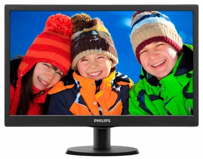 Philips 193V5LSB2/10 Philips V-line 193V5LSB2 - Monitor LED - 18.5 - 1366 x 768 @ 60 Hz - 200 cd/m² - 700:1 - 5 ms - VGA - negro con textura, cabello negro