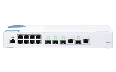 Qnap QSW-M408-2C Qsw-M408-2C 8 Port 1Gbps 2 Port 10G Sfp+/ Nbase-T Combo 2 Port 10G Sfp+ Web Management Switch - Puertos Lan: 8 N; Tipo Y Velocidad Puertos Lan: Rj-45 10/100/1000 Mbps; Power Over Ethernet (Poe): No; Gestión: Smartmanaged; No. Puertos Uplink: 4; Soporte Routing: No; No. Puertos Poe: 0