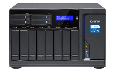 Qnap TVS-1282T3-I5-16G QNAP TVS-1282T3 - Servidor NAS - 12 compartimentos - SATA 6Gb/s - RAID 0, 1, 5, 6, 10, JBOD - RAM 16 GB - 10 Gigabit Ethernet - iSCSI