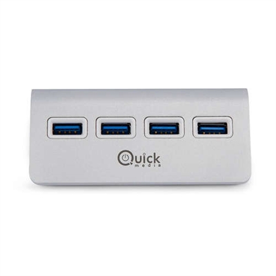 Quick-Media QMH304P Añade 4 puertos más a tu ordenador.Diseño Apple Style ideal para Mac Pro, iMac,MacBook Air, MacBook Pro, Mac mini... etcAlumino plateado de alta calidad.