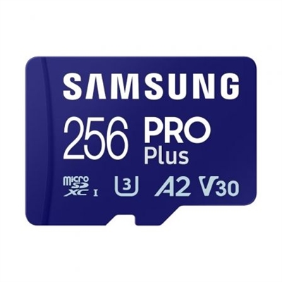 Samsung MB-MD256SA/EU Samsung PRO Plus MB-MD256SA - Tarjeta de memoria flash (adaptador microSDXC a SD Incluido) - 256 GB - A2 / Video Class V30 / UHS-I U3 - microSDXC UHS-I - azul