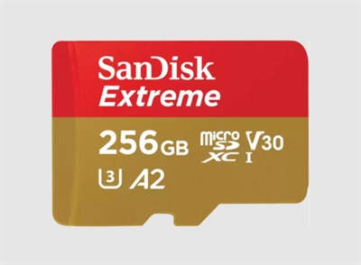 Sandisk SDSQXAV-256G-GN6MA SanDisk Extreme - Tarjeta de memoria flash (adaptador microSDXC a SD Incluido) - 256 GB - A2 / Video Class V30 / UHS-I U3 / Class10 - microSDXC UHS-I