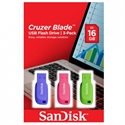 Sandisk SDCZ50C-016G-B46T - SanDisk Cruzer Blade - Unidad flash USB - 16 GB - USB 2.0 - azul, verde, rosa (paquete de 