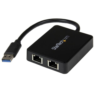 Startech USB32000SPT Adaptador 2 Puertos Red Usb - Tipologia Interfaz Lan: Ethernet; Conector Puerta Lan: Rj-45; Velocidad Lan: 526 Mbit/S; Bus De Sistema: Usb 3.0; Wake-On-Lan: Sí; Alimentación Por Medio Del Bus: No