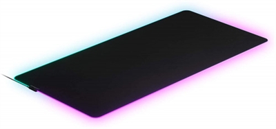 Steelseries 63512 Steelseries QcK Prism Cloth. Ancho: 1220 mm, Profundidad: 590 mm. Color del producto: Negro, Coloración de superficie: Monótono, Material: Tela, Caucho, Silicona. USB con suministro de corriente. Color de luz de fondo: Rojo/Verde/Azul, Base antiderrapante, Alfombrilla de ratón para juegos