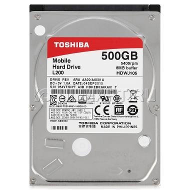 Toshiba HDWJ105UZSVA Toshiba L200 Laptop PC - Disco duro - 500 GB - interno - 2.5 - SATA 3Gb/s - 5400 rpm - búfer: 8 MB