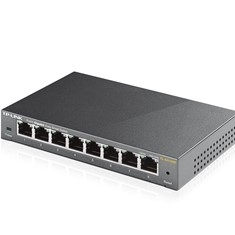 Tp-Link TL-SG108E TP-LINK TL-SG108E. Tipo de interruptor: No administrado, Capa del interruptor: L2. Puertos tipo básico de conmutación RJ-45 Ethernet: Gigabit Ethernet (10/100/1000), Cantidad de puertos básicos de conmutación RJ-45 Ethernet: 8. Tabla de direcciones MAC: 4000 entradas, Capacidad de conmutación: 16 Gbit/s. Estándares de red: IEEE 802.1ab,IEEE 802.1p,IEEE 802.1Q,IEEE 802.3,IEEE 802.3u,IEEE 802.3x