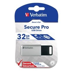 Verbatim 98665 Secure Data Pro Usb 3.0 32Gb - Interfaz: Usb 3.0; Capacidad: 32 Gb; Velocidad Lectura: 60 Mb/S; Velocidad Escritura: 12 Mb/S; Color Primario: Gris