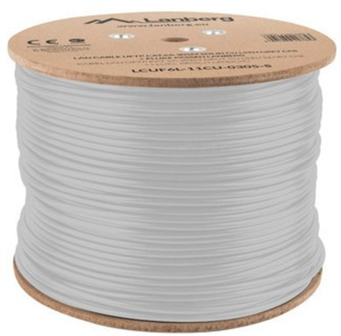 Bobina Cable Red Lanberg Ftp Rj45 Cat.6A Solido Cu Awg24 Lszh Cpr 305M Gris Flu
