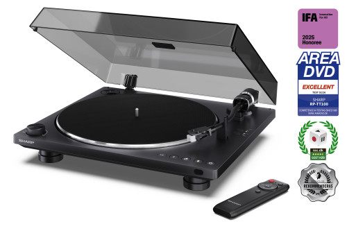 Sharp Rp-Tt100 Tocadiscos Bt 5.4, Usb-C, Cartucho Audio-Technica, Automático, Cubierta Antipolvo, Negro
