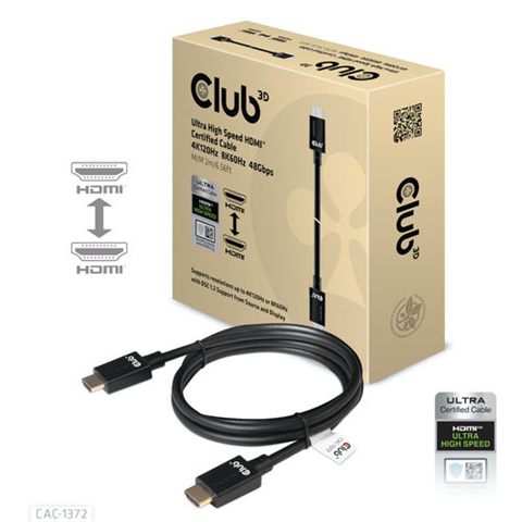 CABLE HDMI CLUB 3D CERTIFICADO 4K120HZ 8K60HZ 48GBPS 2M