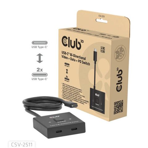 SWITCH CLUB 3D USB-C BIDIRECCIONAL DE VIDEO+DATOS+PD