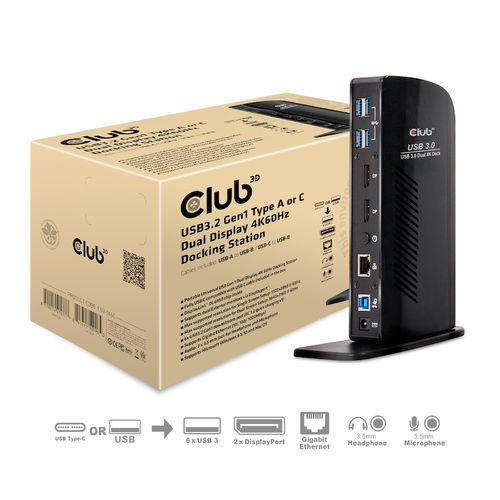 DOCKING CLUB 3D USB-A/USB-B/DP/RJ45 NEGRO